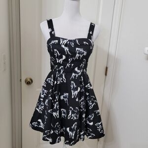Ixia Black & White Rockabilly Pinup Swing Fit & Flare Horse Print Dress